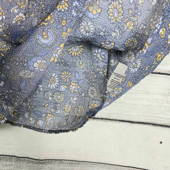 Zac & Rachel XL Blue Yellow Floral Ruffle Blouse - Picture 4 of 9